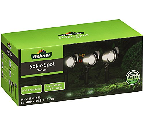 Dehner Solarspot LED-Spot 3er-Set schwarz Kunststoff