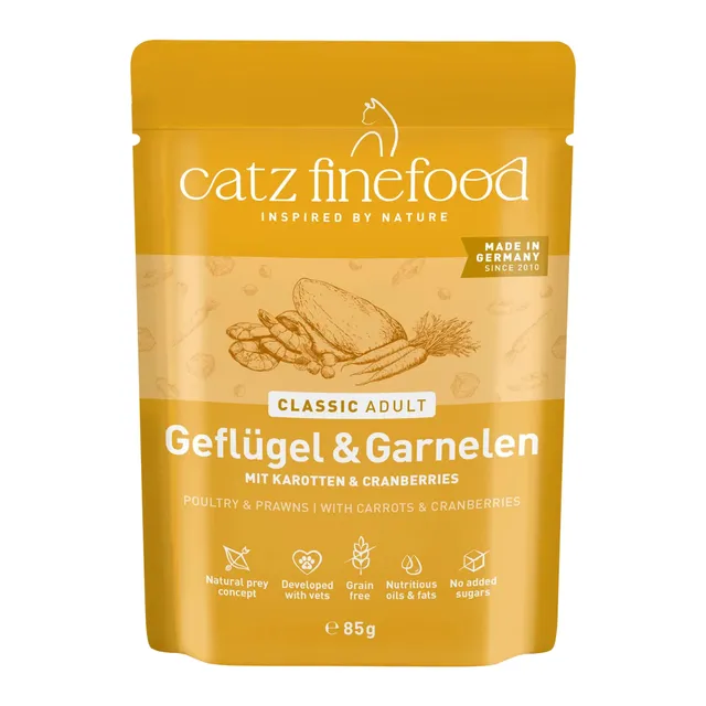 catz finefood N° 17 Geflügel Garnele Nassfutter 16x85g getreidefrei