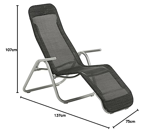 Dehner Brisbane Klappliege schwarz 137 x 75 x 107 cm