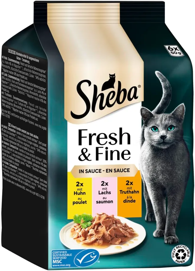 Sheba Fresh Fine Nassfutter Huhn Lachs 6x50g in Sauce