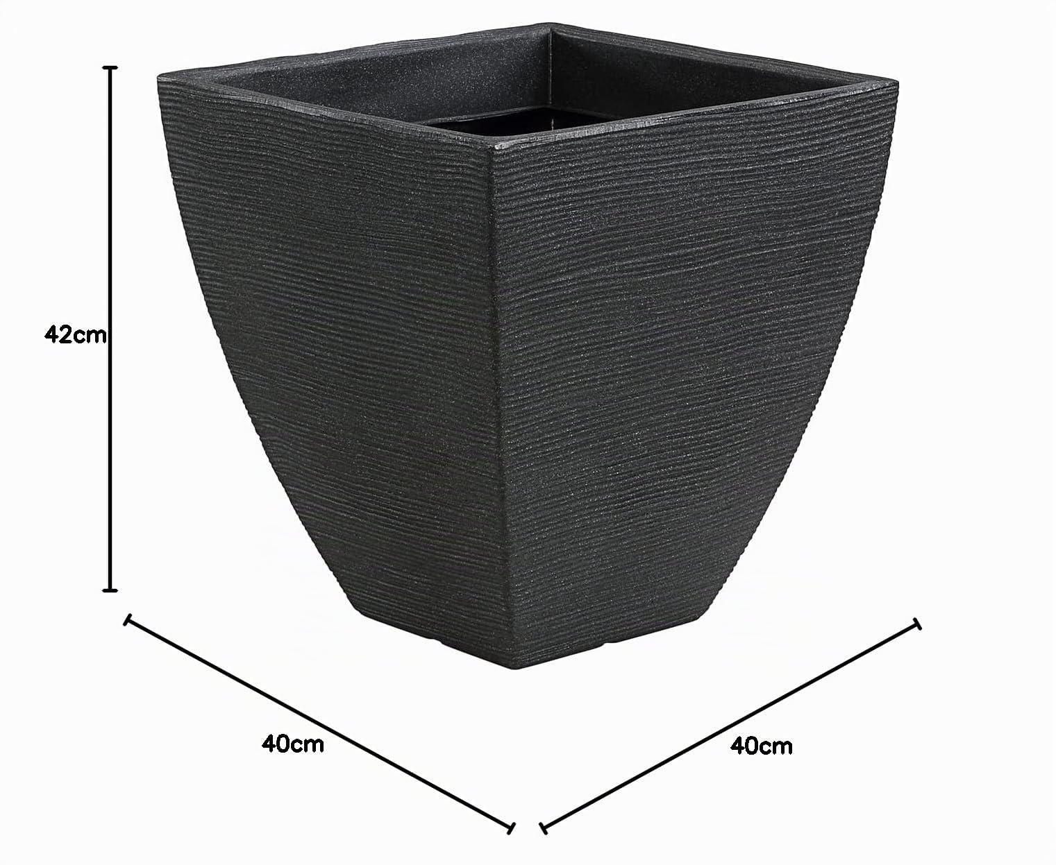 Dehner Capri Pflanztopf Riffel anthrazit 40 x 42 cm