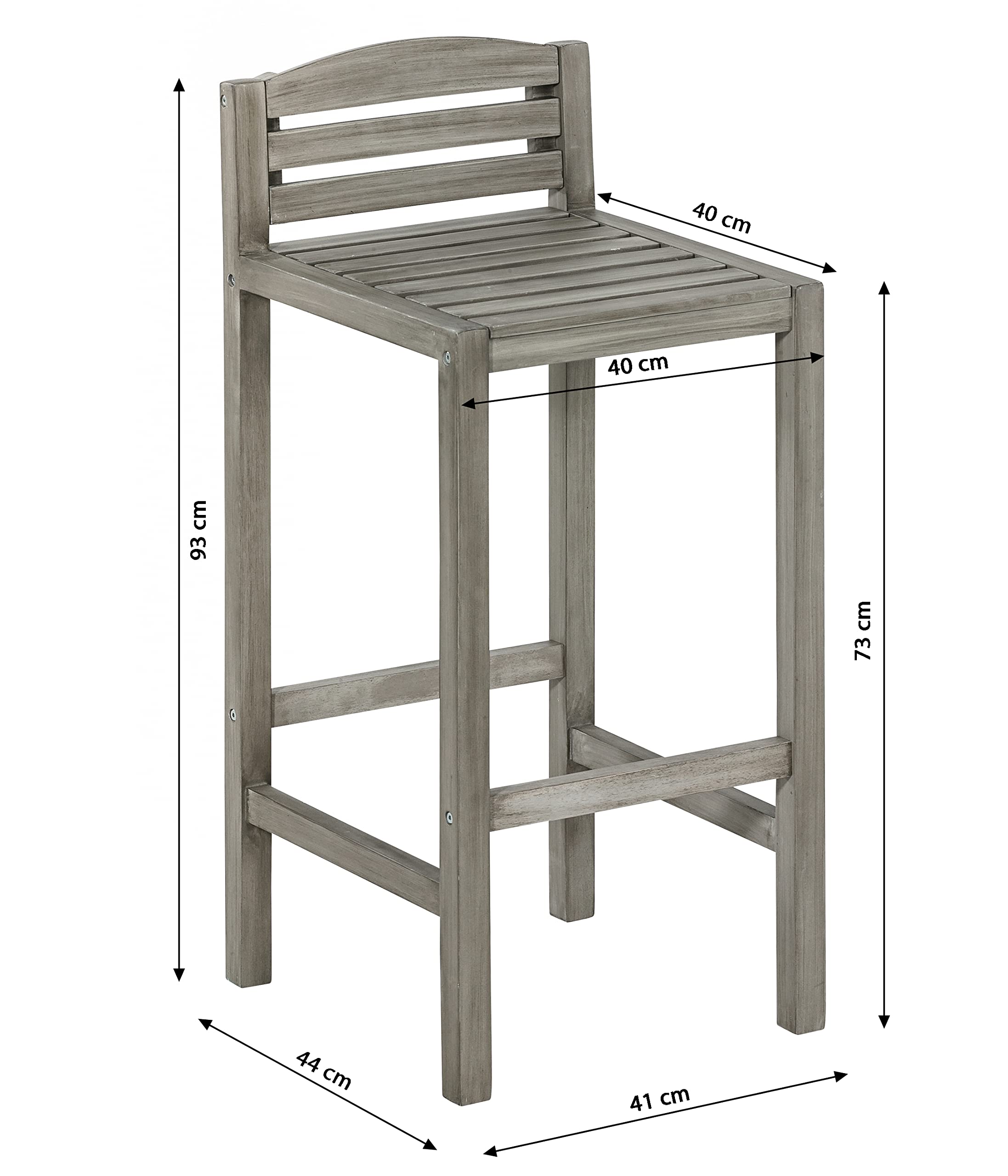 Dehner Southhampton Barhocker Akazienholz grau 93cm