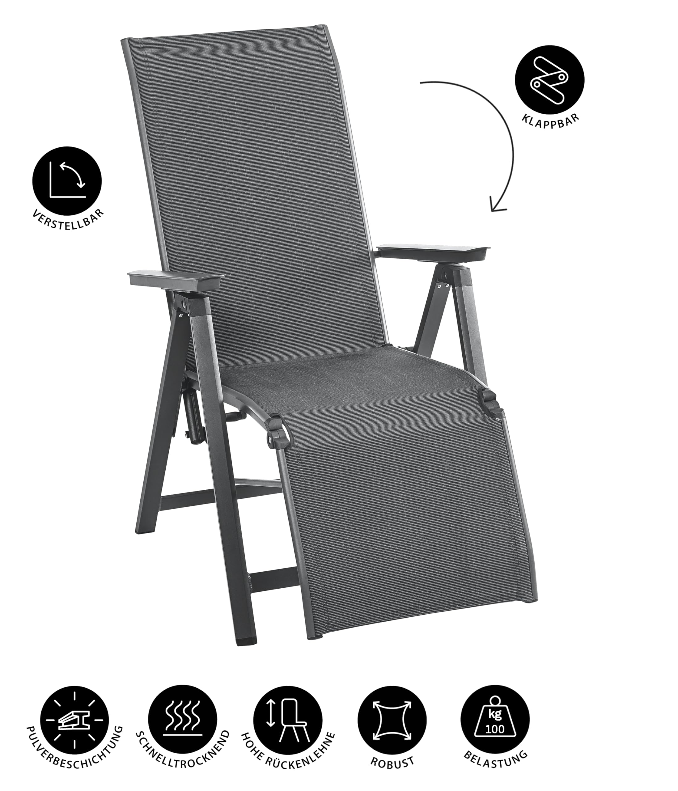Dehner Cleveland Relaxsessel Aluminium Textil grau 107x76