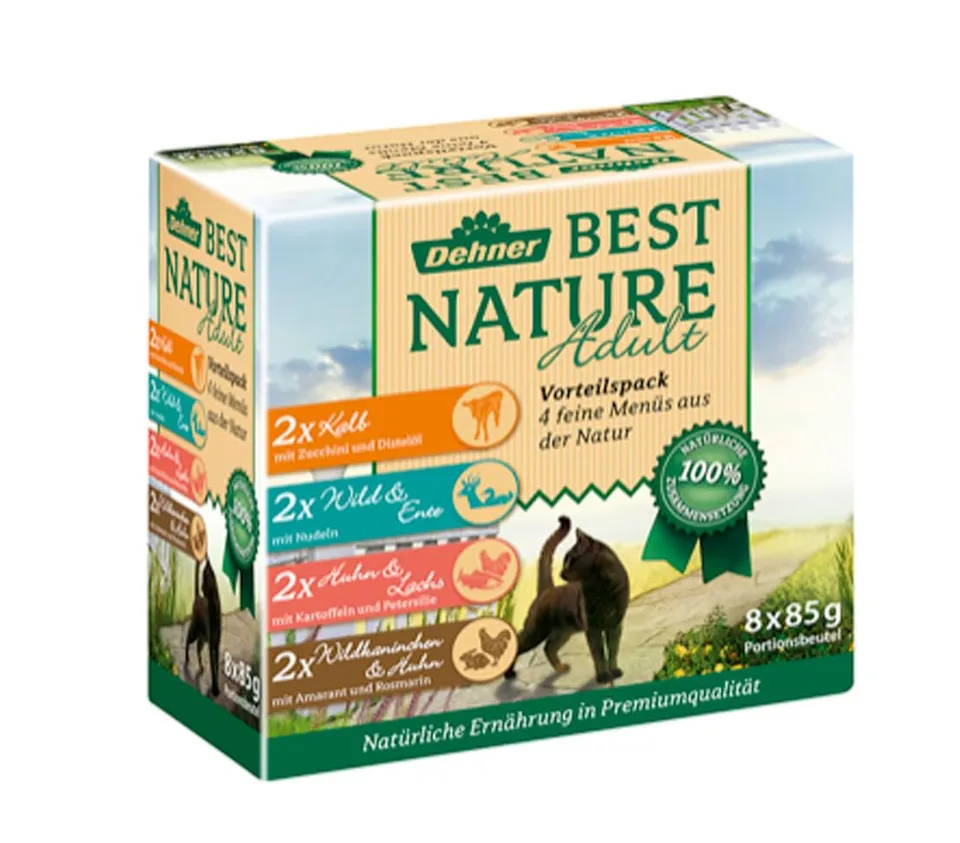 Dehner Best Nature Nassfutter Multipack 8x85 g 4 Sorten