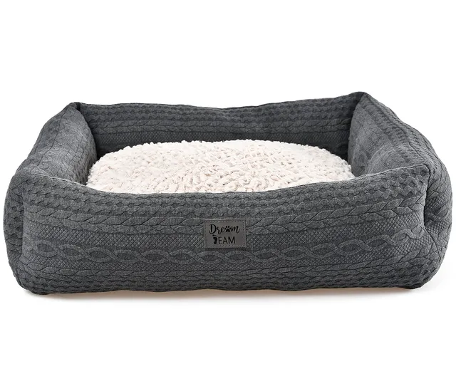 Dehner Lieblinge Dream Team Knitted Kuschelbett grau 48x61 cm waschbar
