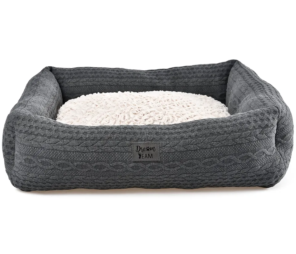 Dehner Lieblinge Dream Team Knitted Kuschelbett grau 48x61 cm waschbar