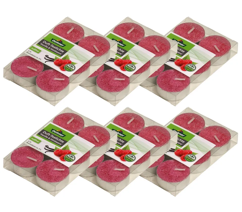 Dehner Premium Lovely Duft-Teelichter Vanille-Himbeere 36 Stück