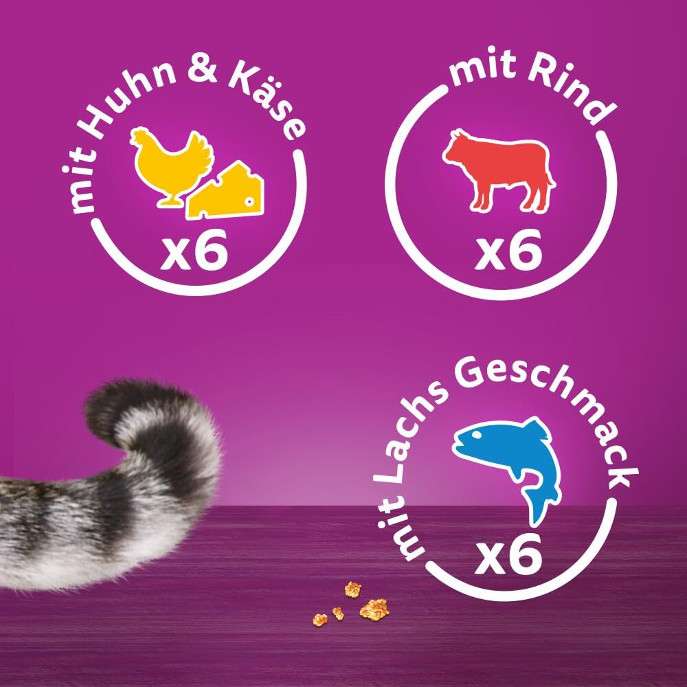Whiskas Knuspertaschen Katzensnack 18er Mixkarton knusprig