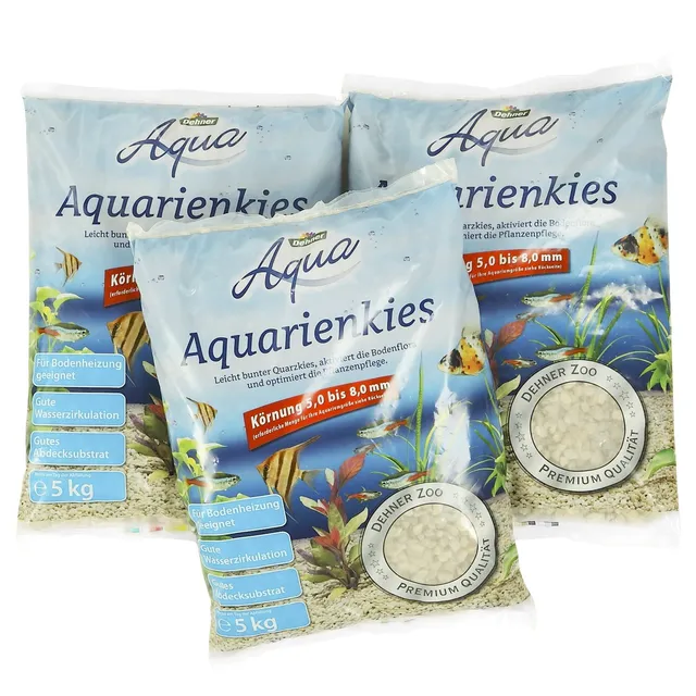 Dehner Aqua Aquarienkies weiß 5-8mm 3x5kg Bodengrund