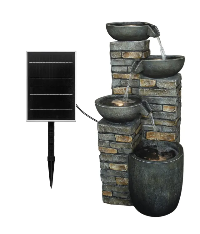 Dehner Premium Lovely Mattone Solarbrunnen 89cm LED Naturstein