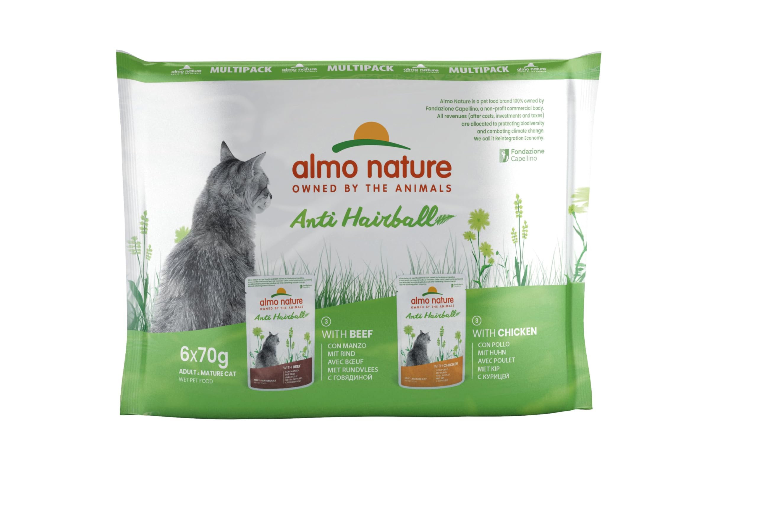 Almo Nature Functional Anti Hairball Nassfutter Rind 30x70g Faser