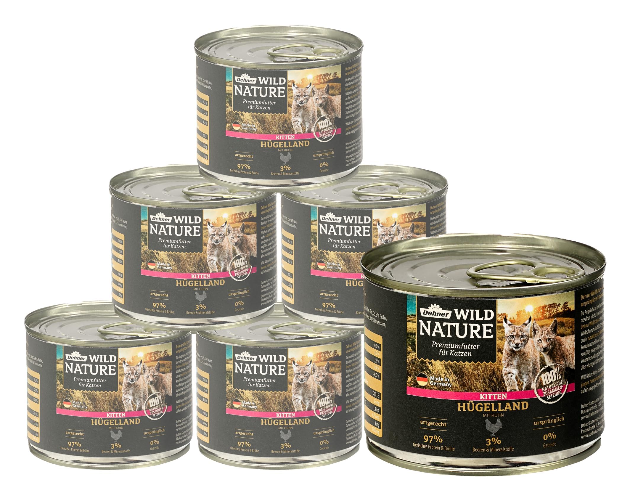 Dehner Wild Nature Hügelland Kitten Nassfutter 6x400g Huhn