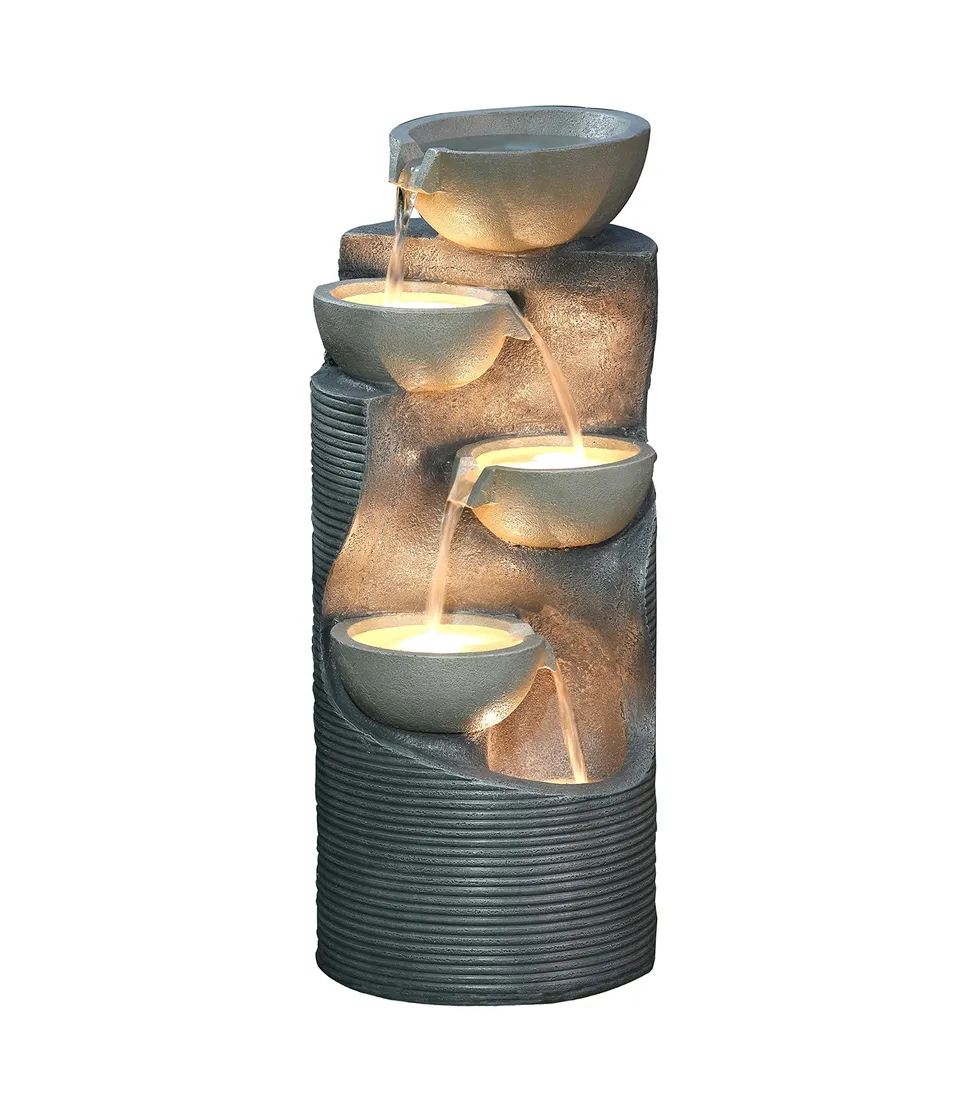 Dehner Premium Lovely Salo Gartenbrunnen grau mit LED