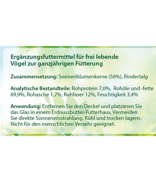 Dehner Natura Wildvogelfutter Rindertalg 8x250g zuckerfrei