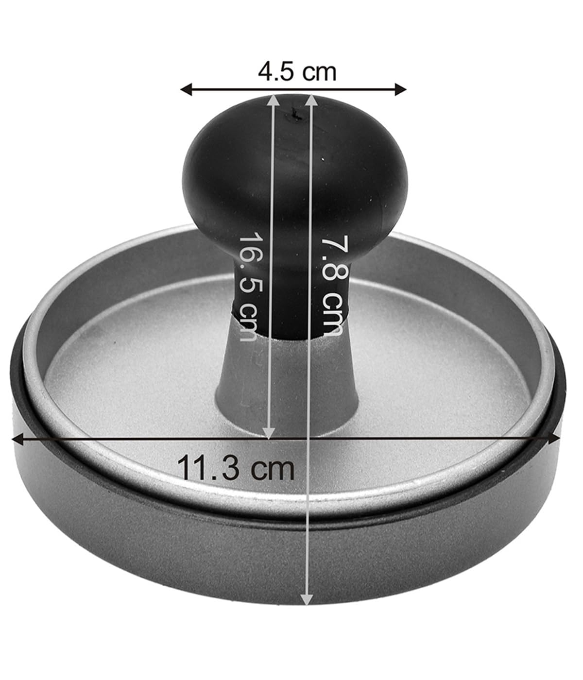 Dehner Hamburgerpresse Alu schwarz-silber Ø11,3 cm