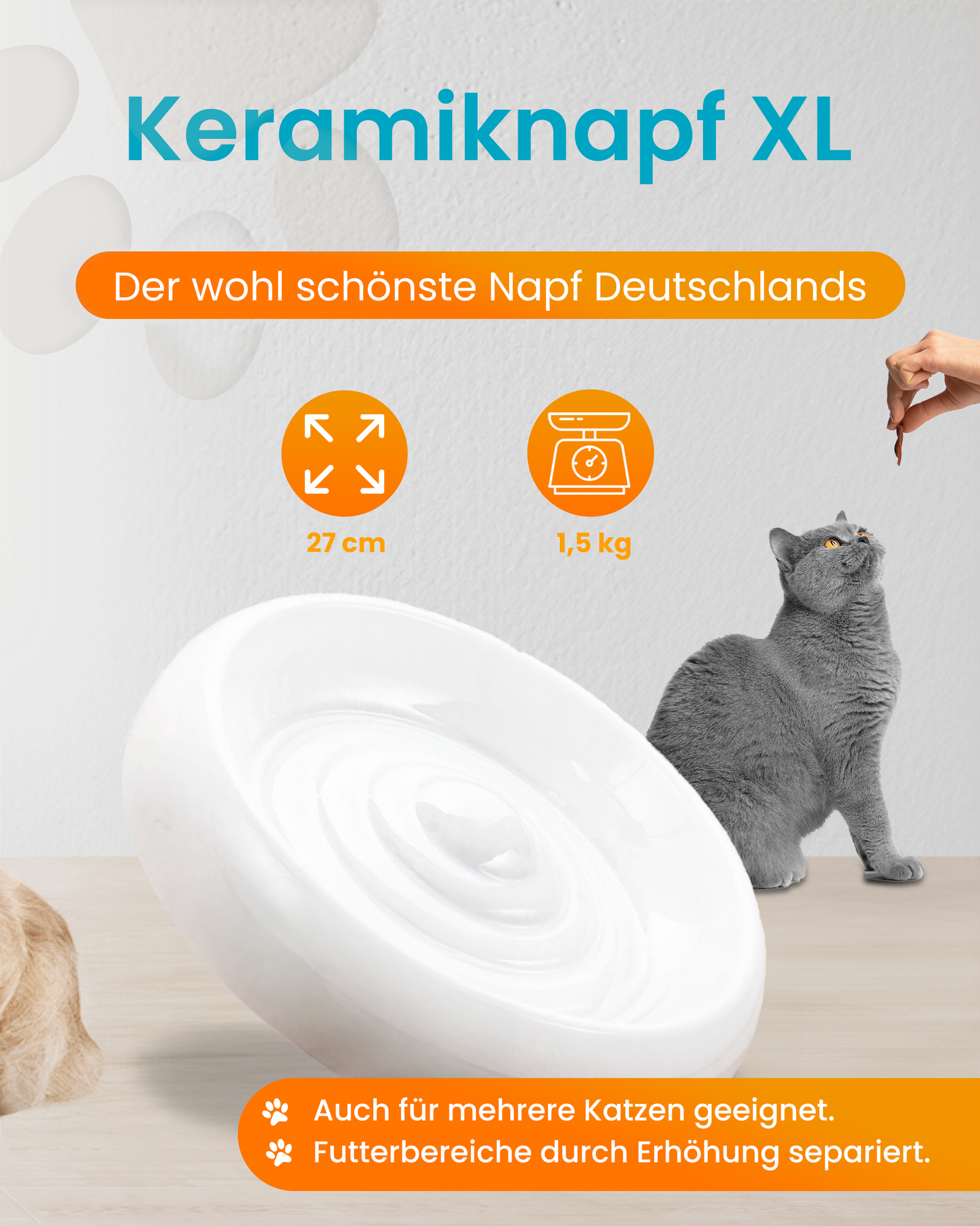 Lucky-Kitty Katzennapf Keramik Futternapf M 18cm schnurrhaar