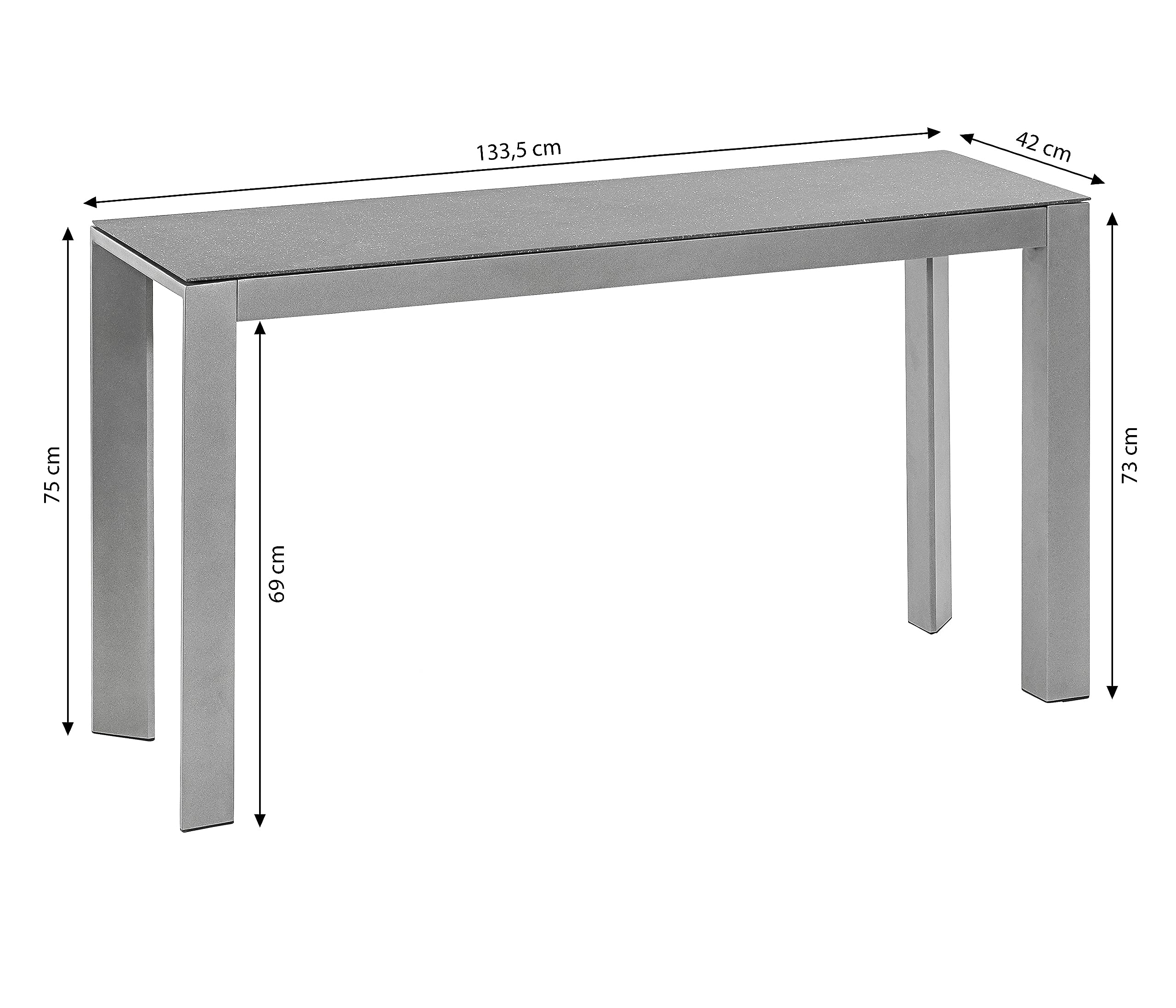 Dehner Premium Lovely Chicago Tisch schmal grau 133cm