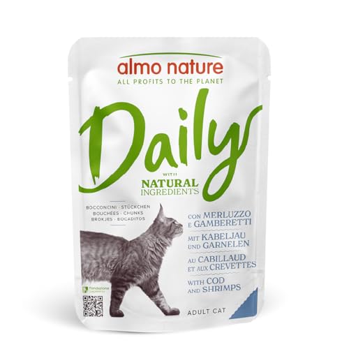 Almo Nature Daily Nassfutter Kabeljau Garnelen 30x70g