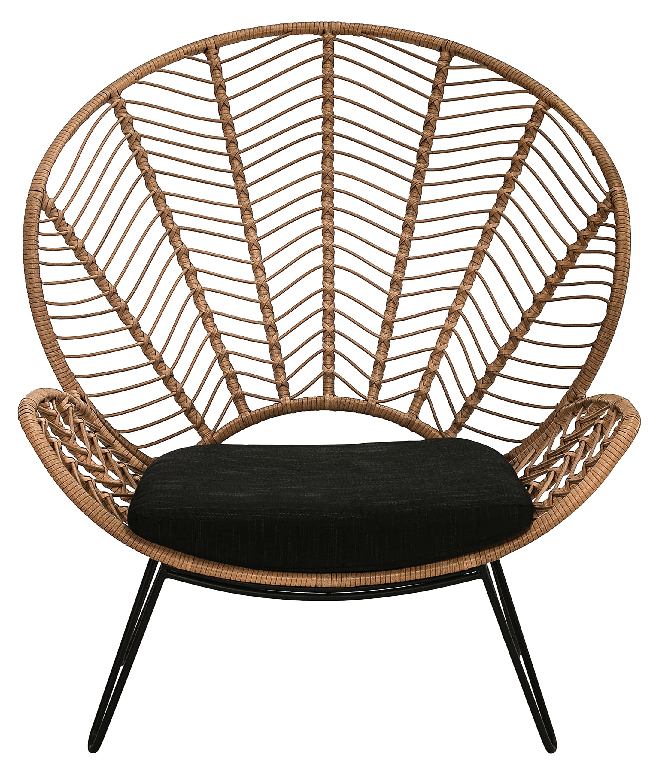 Dehner Venezia Geflechtsessel schwarz-beige mit Kissen
