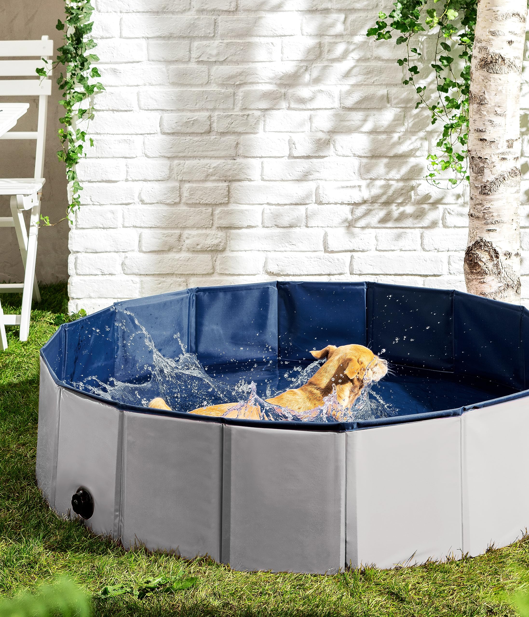 Dehner Lieblinge Water Fun Hundepool 120 cm grau-blau faltbar