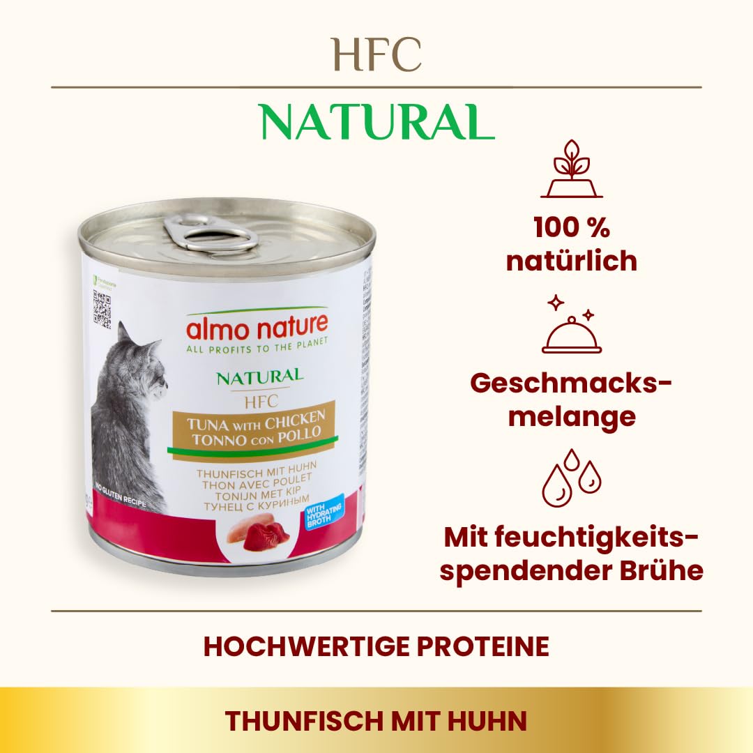 Almo Nature HFC Natural Nassfutter Thunfisch-Huhn 12x280g Brühe