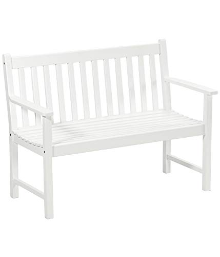 Dehner Mykonos Gartenbank Akazie weiß 2-Sitzer 120cm