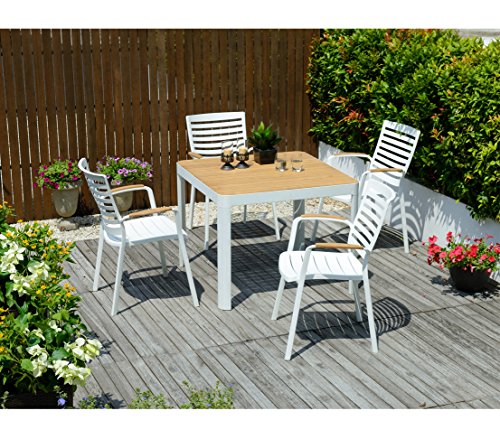 Dehner Bergen Gartentisch 95x95 cm Teak weiß