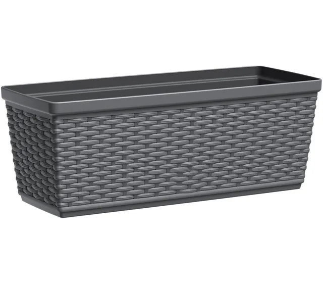 Dehner Casa Mesh Blumenkasten 75x20x18cm anthrazit Rattan