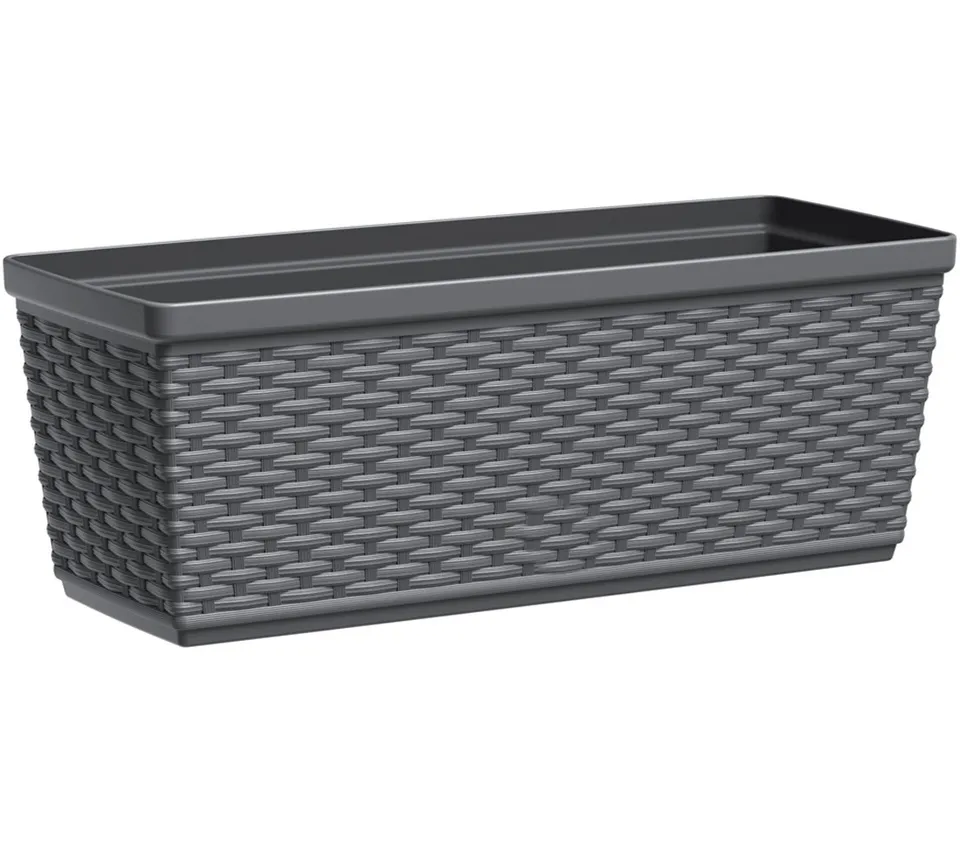 Dehner Casa Mesh Blumenkasten 75x20x18cm anthrazit Rattan