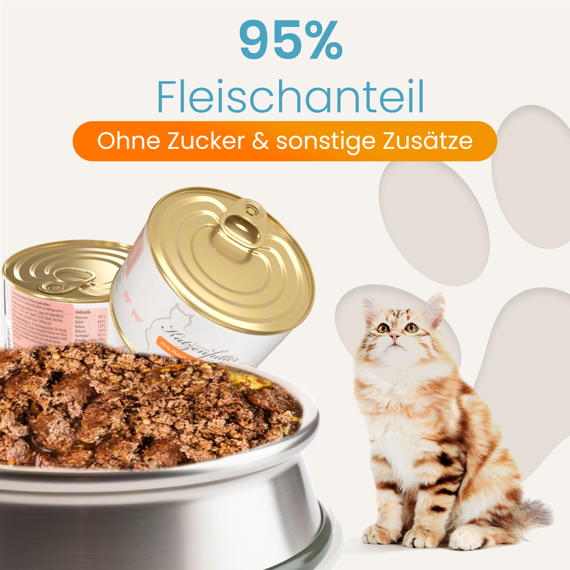 Lucky-Kitty Rind Nassfutter Katze 200g getreidefrei 95% Fleisch