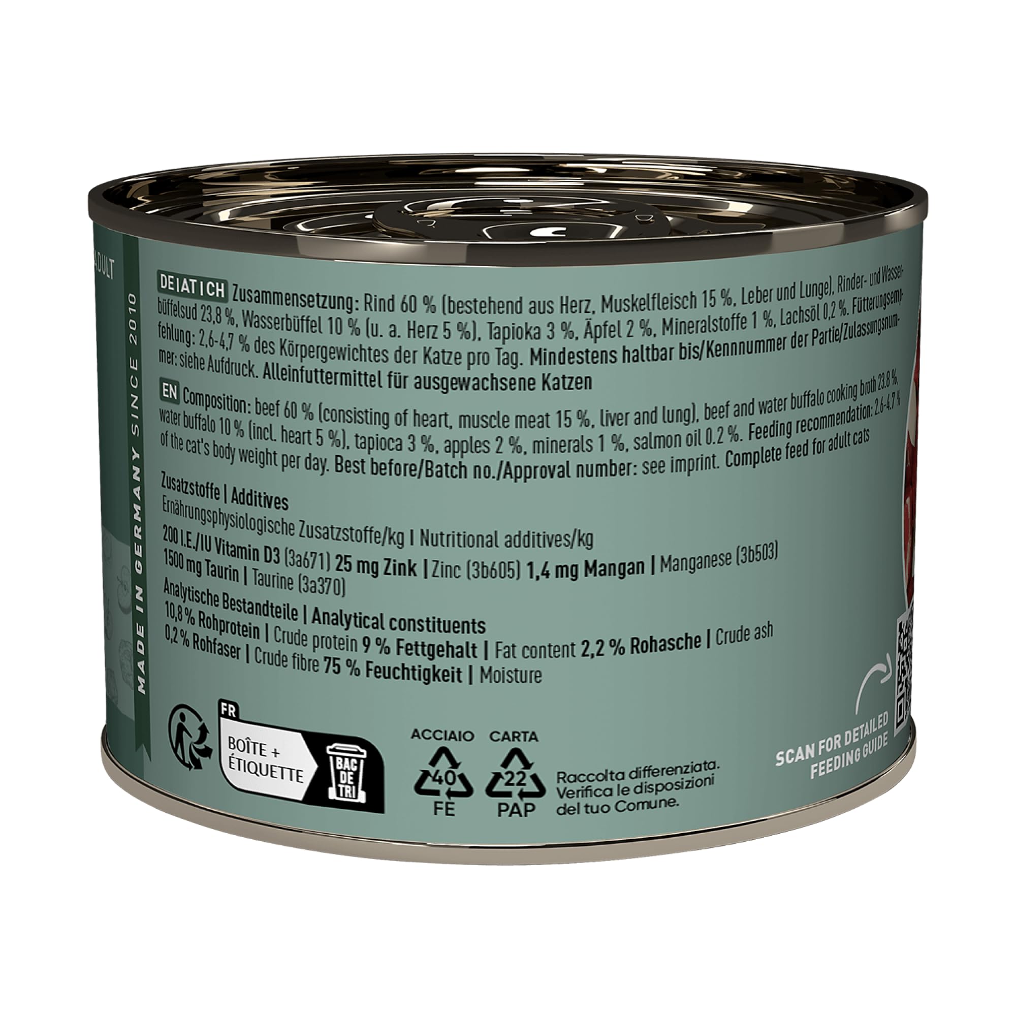 catz finefood Classic Rind Wasserbüffel Nassfutter 6x200g