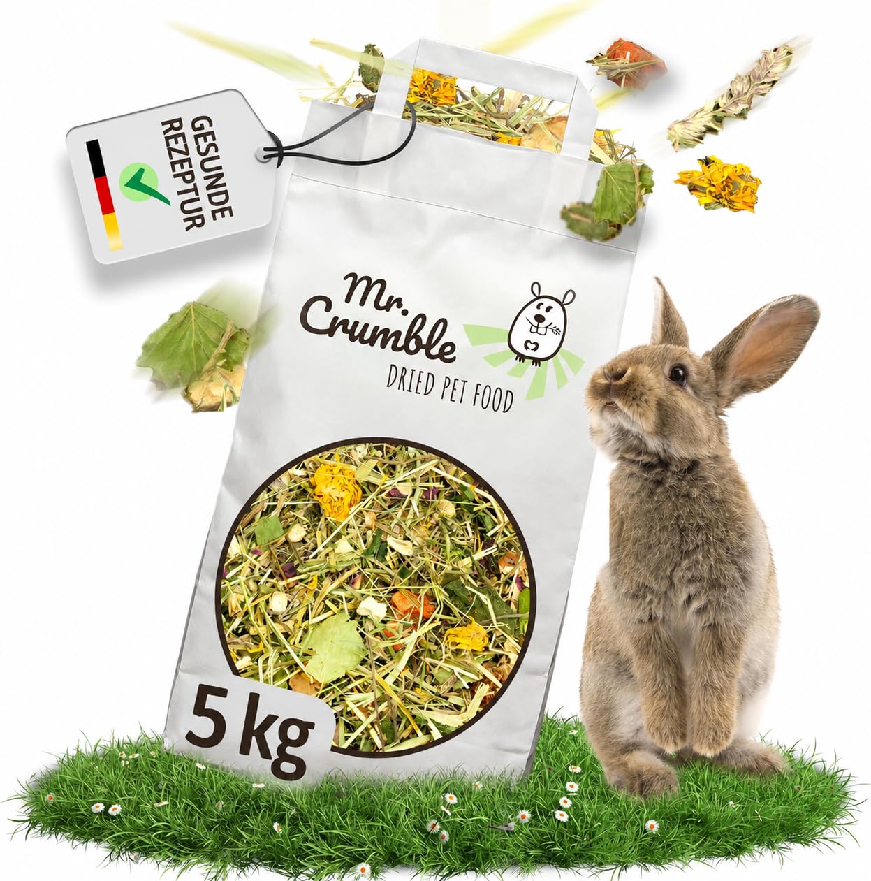 Mr. Crumble Hoppel Mix Kaninchenfutter 1 kg ohne Pellets rohfaserreich