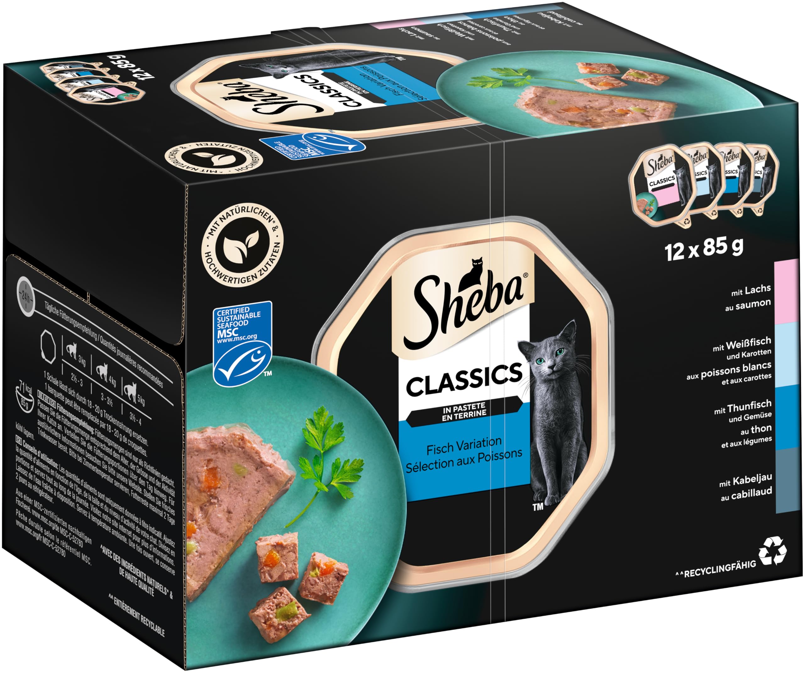 Sheba Classics Pastete Nassfutter Fisch 48x85g MSC