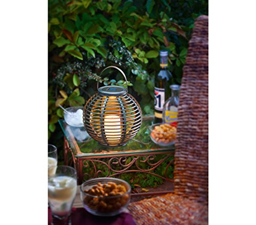 Dehner Living Rattan Solarleuchte 30x20 cm Flackerlicht