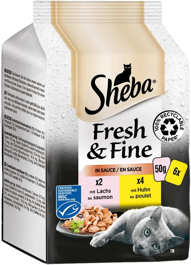 Sheba Fresh & Fine Nassfutter Sauce Lachs Huhn 30x50g