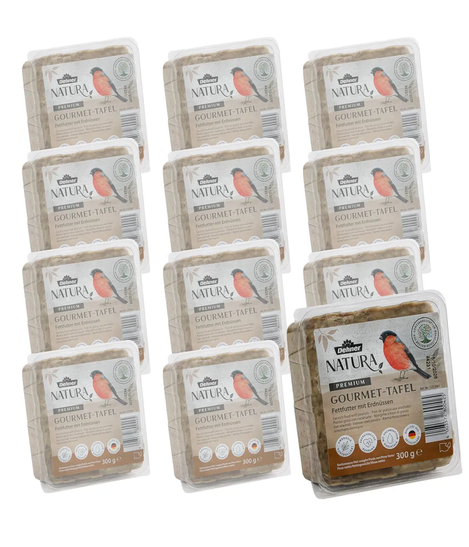 Dehner Natura Wildvogelfutter-Tafeln Erdnuss 12x300g Fett