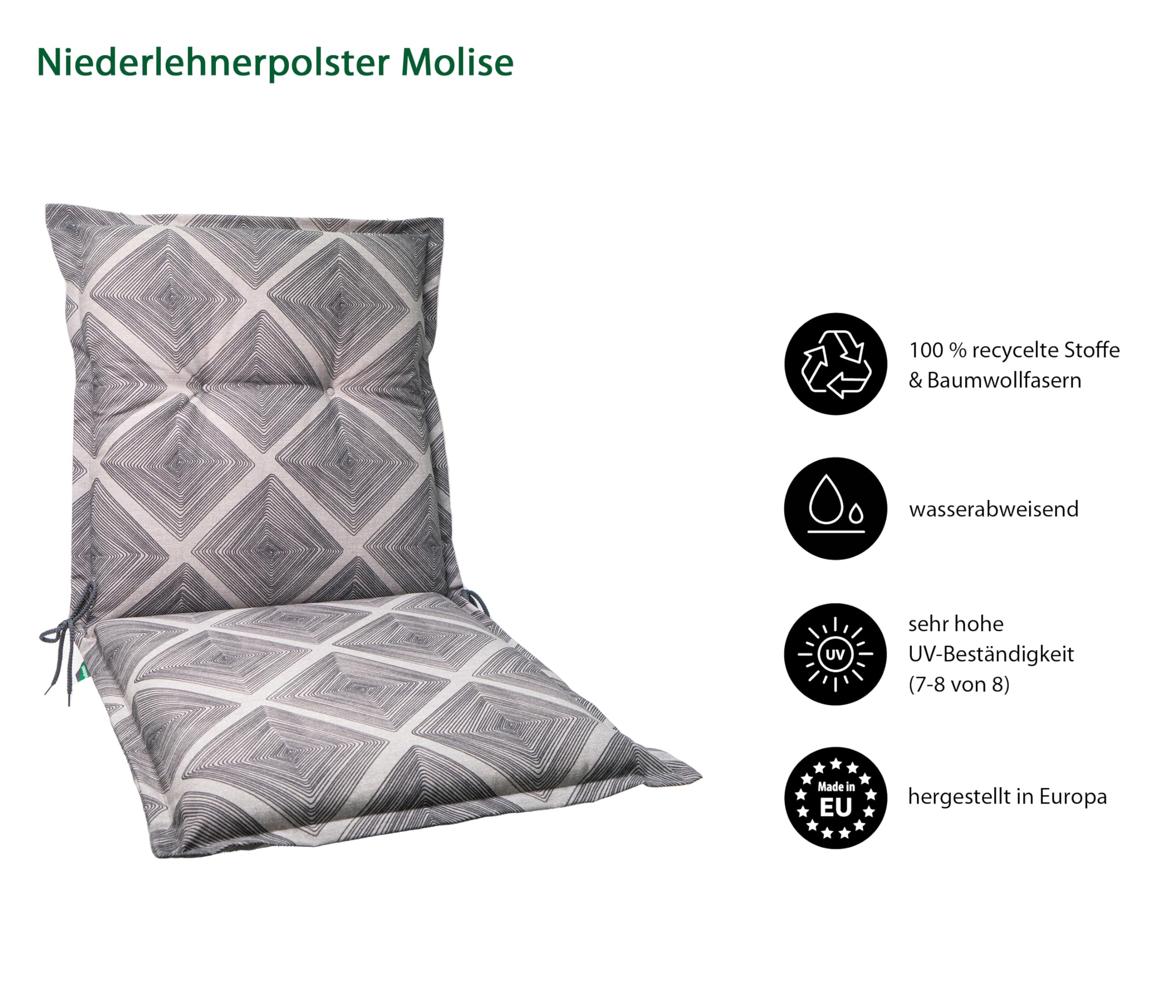 Dehner Molise Niederlehnerpolster Stuhlkissen taupe 50cm