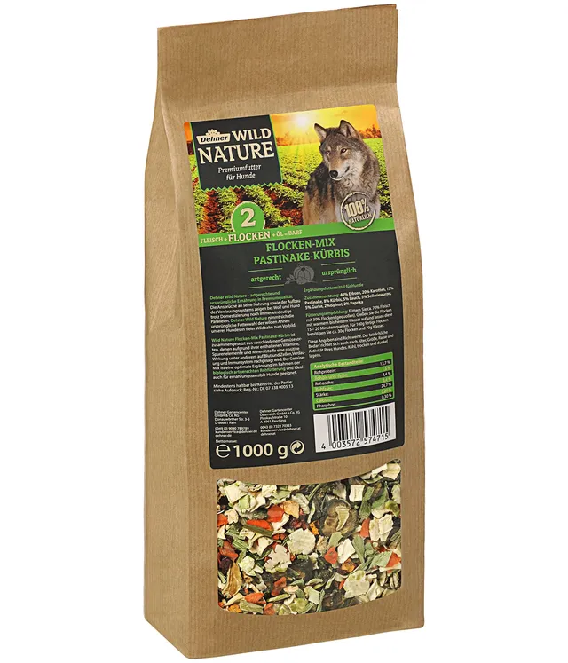 Dehner Wild Nature Flocken Hundefutter Pastinake Kürbis 1 kg