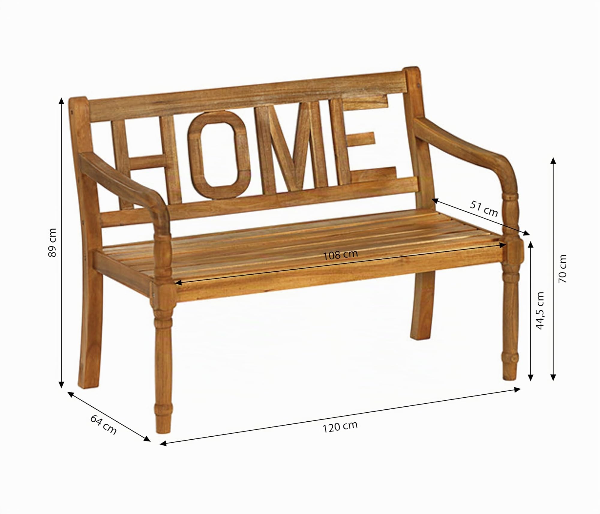 Dehner Home Gartenbank 2-Sitzer Akazie natur 120 cm