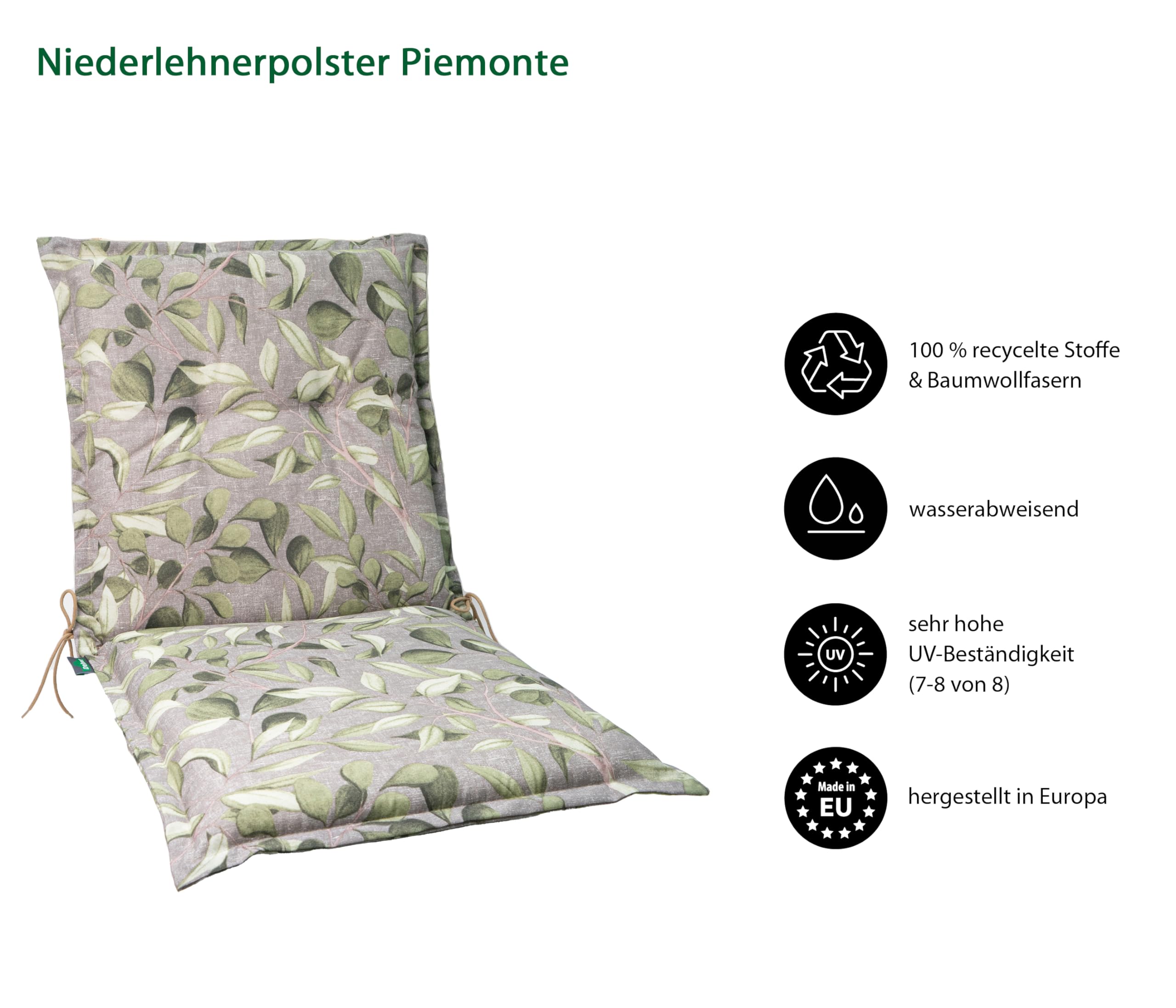 Dehner Piemonte Niederlehnerpolster taupe-grün wasserabweisend