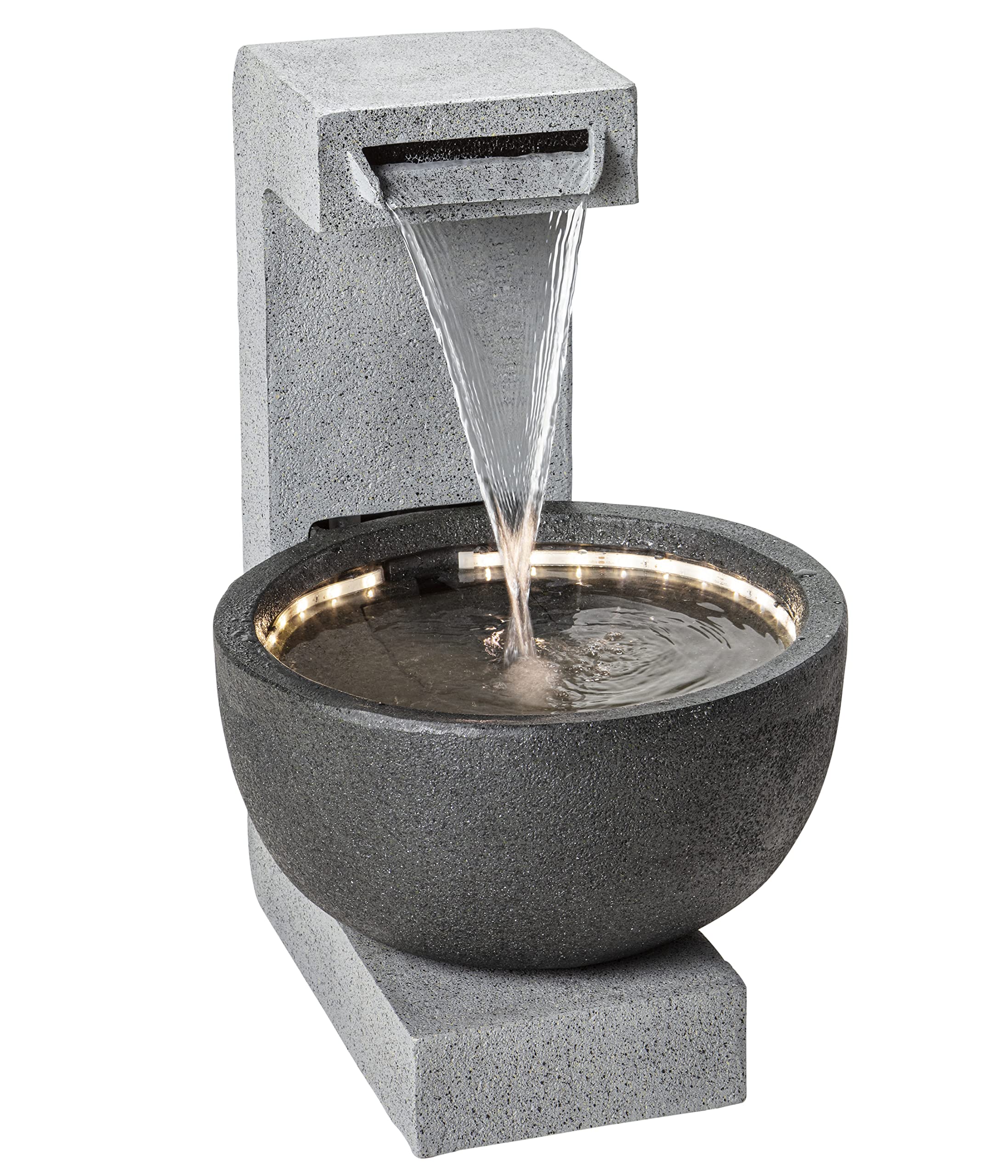 Dehner Premium Lovely Madeira Gartenbrunnen 65x43cm LED grau