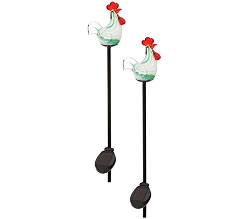 Dehner Premium Gockel Solar Dekostab weiß 2 Stück 130 cm