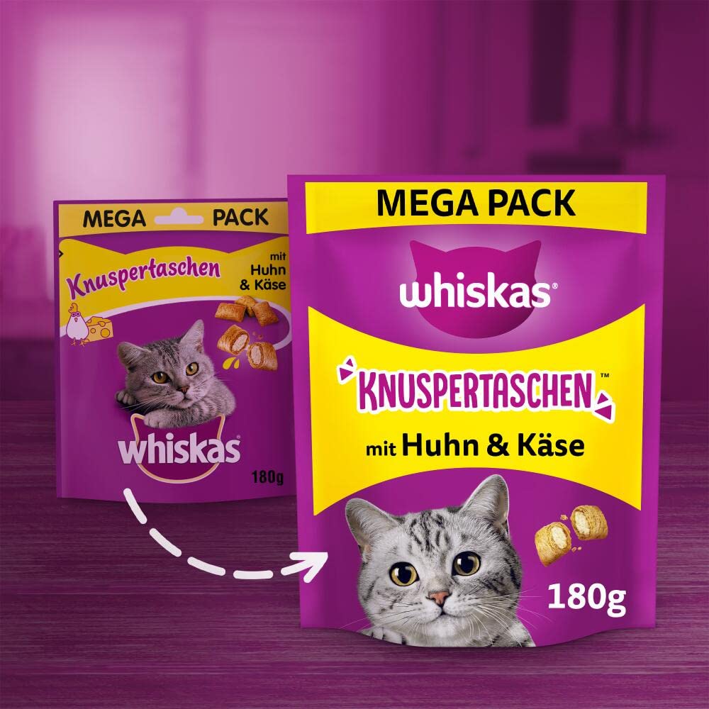 Whiskas Knuspertaschen Katzensnack Huhn & Käse 4x180g