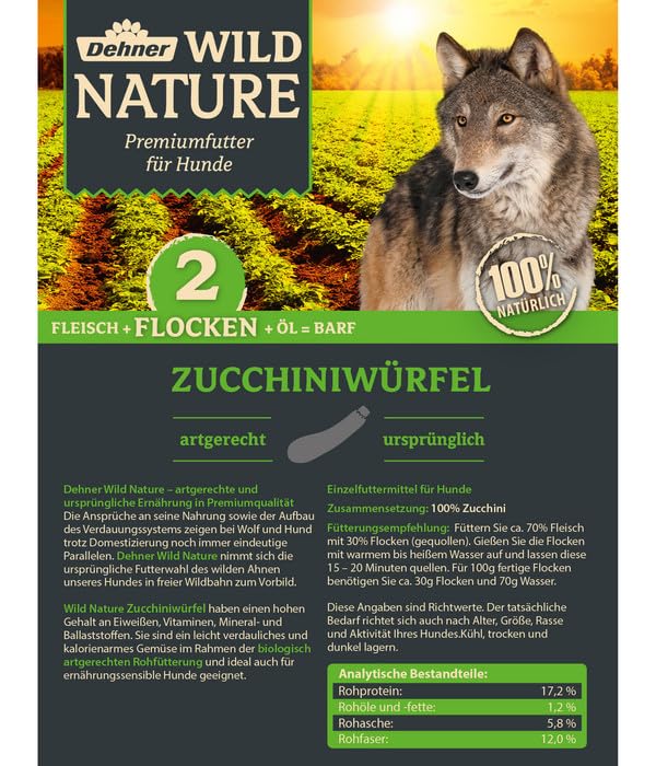 Dehner Wild Nature Flocken Hundefutter Zucchini 700 g PUR
