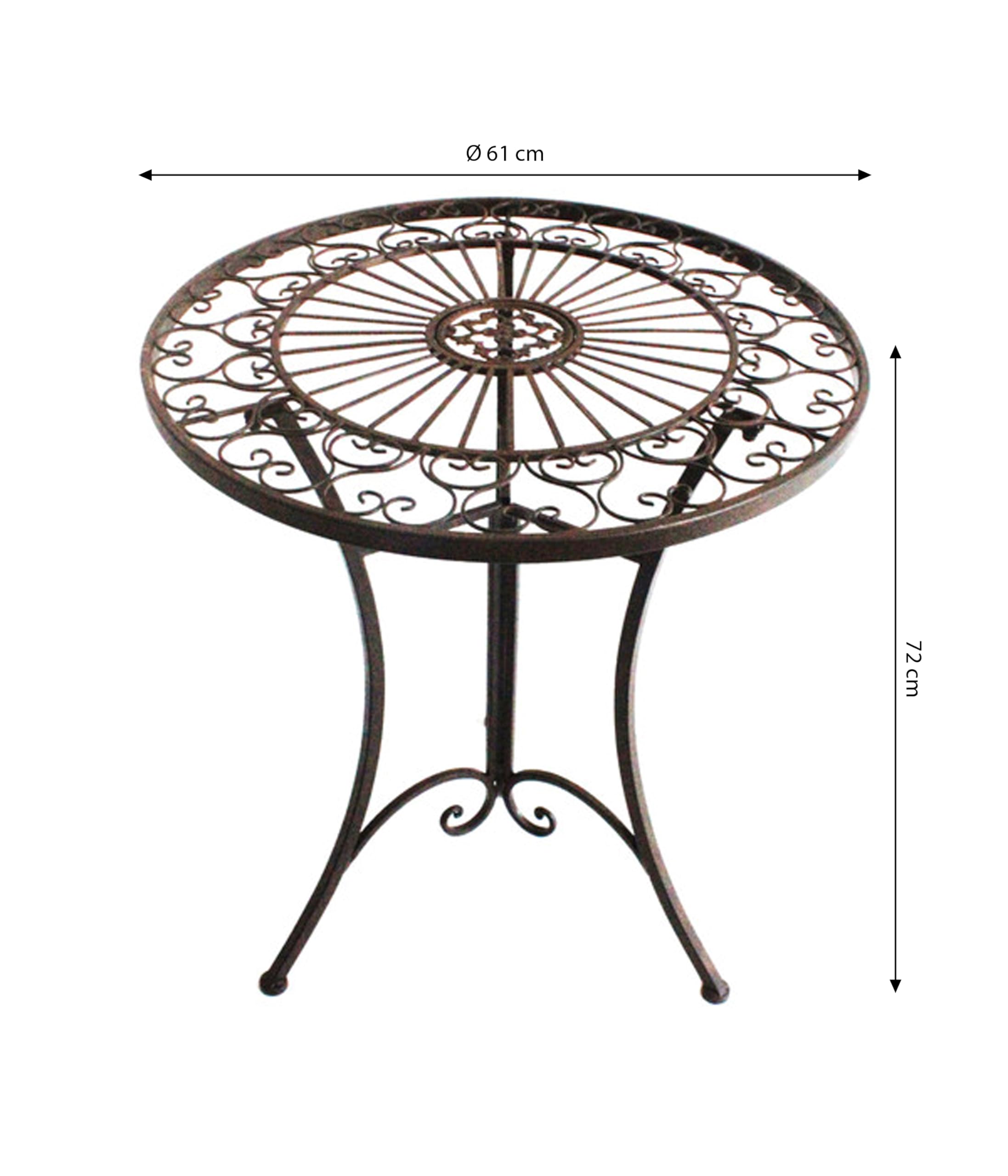 Dehner Antik Gartentisch Eisen Ø61cm dunkelbraun