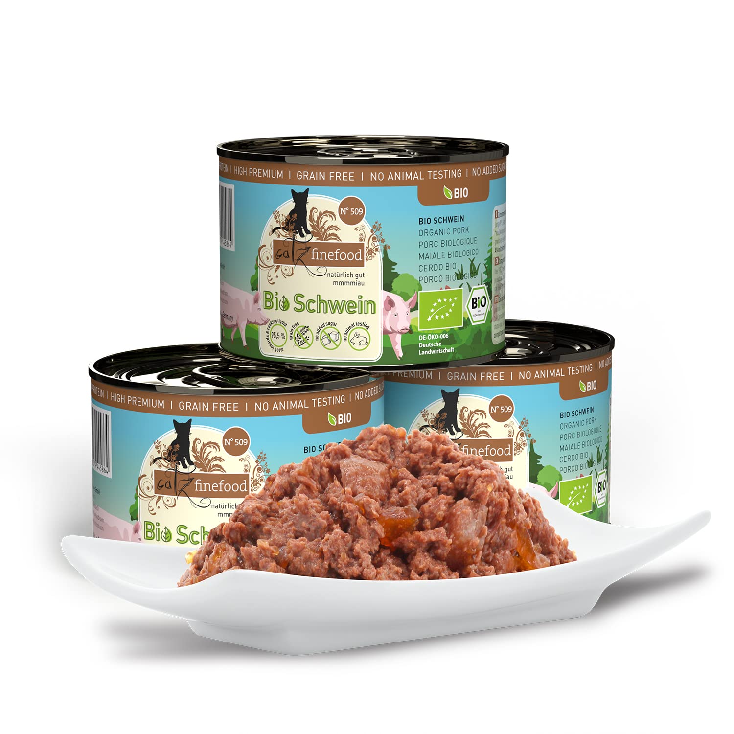 catz finefood Bio N° 509 Nassfutter Schwein 6x200g getreidefrei
