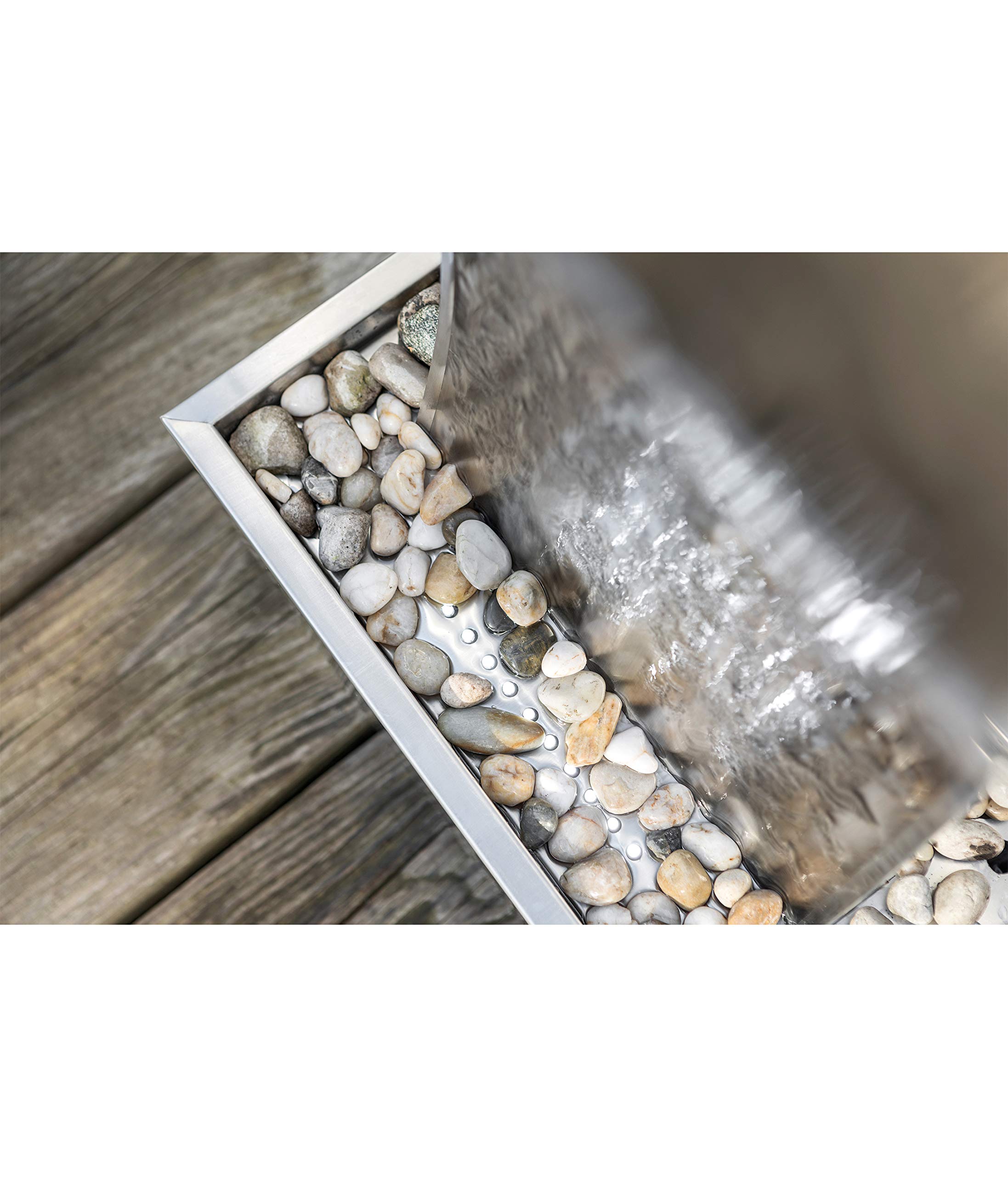 Dehner Premium Lovely Curve Gartenbrunnen LED Edelstahl