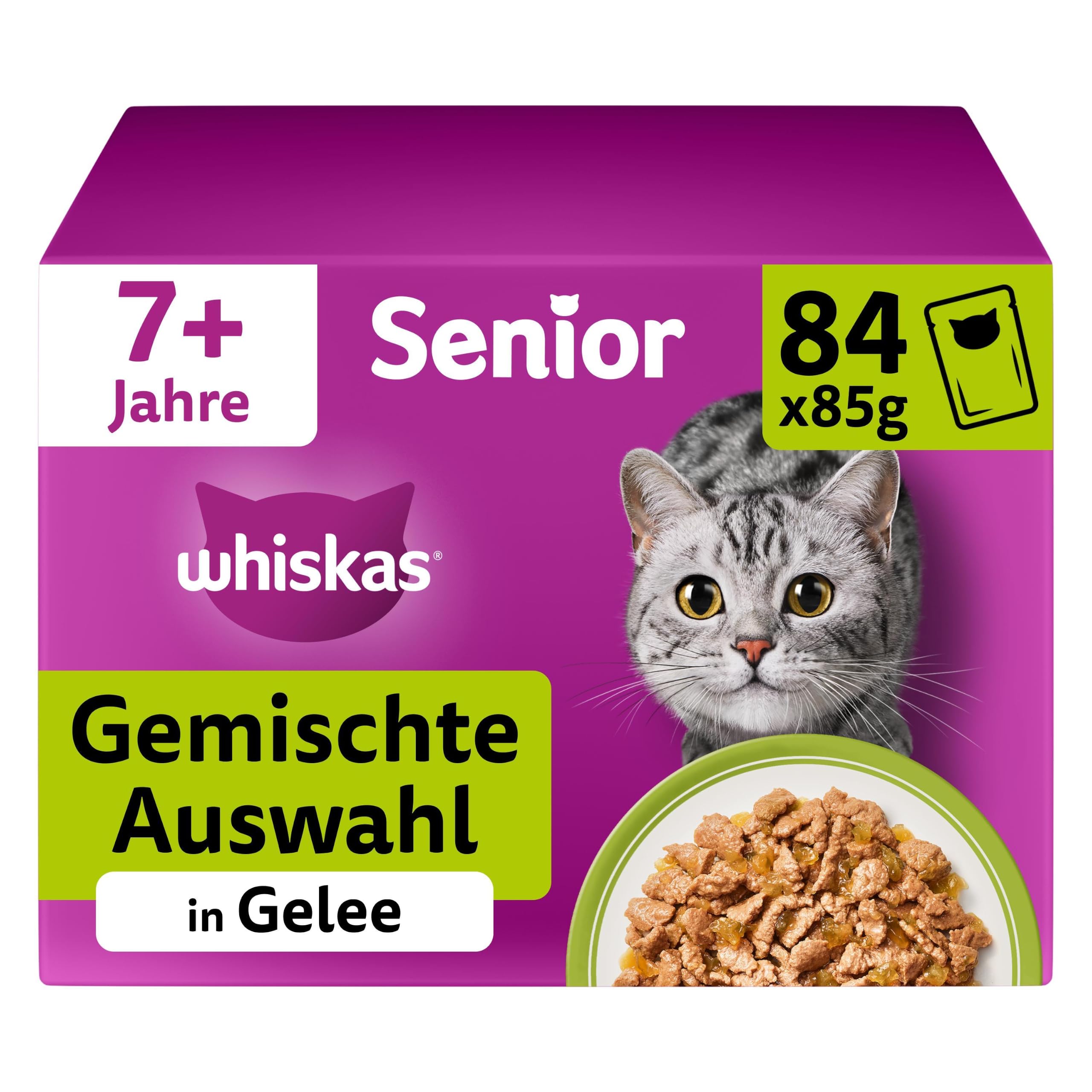 Whiskas Senior 7+ Geflügel Auswahl Nassfutter 120x85g Gelee