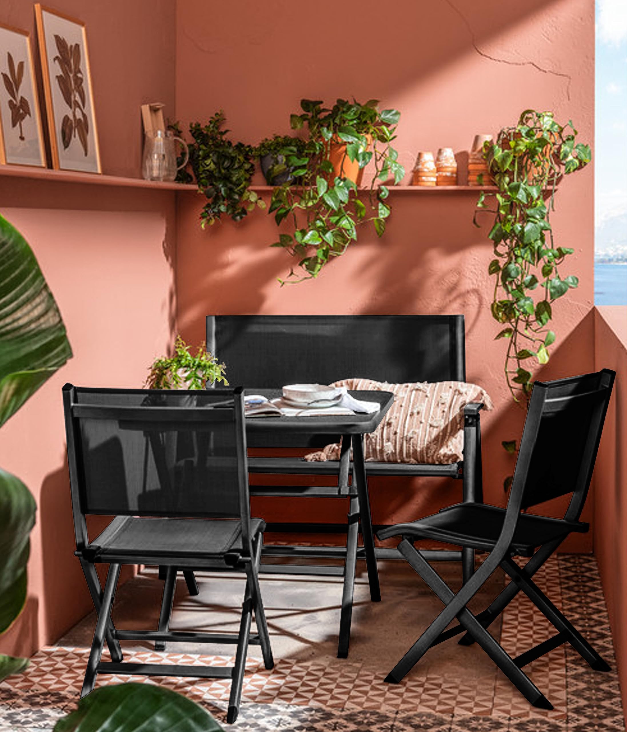 Dehner Chicago Klappstuhl schwarz Textilene