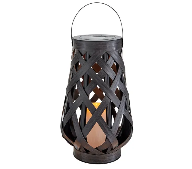 Dehner Premium Lovely Solarlaterne Polyrattan 25 cm dunkelgrau